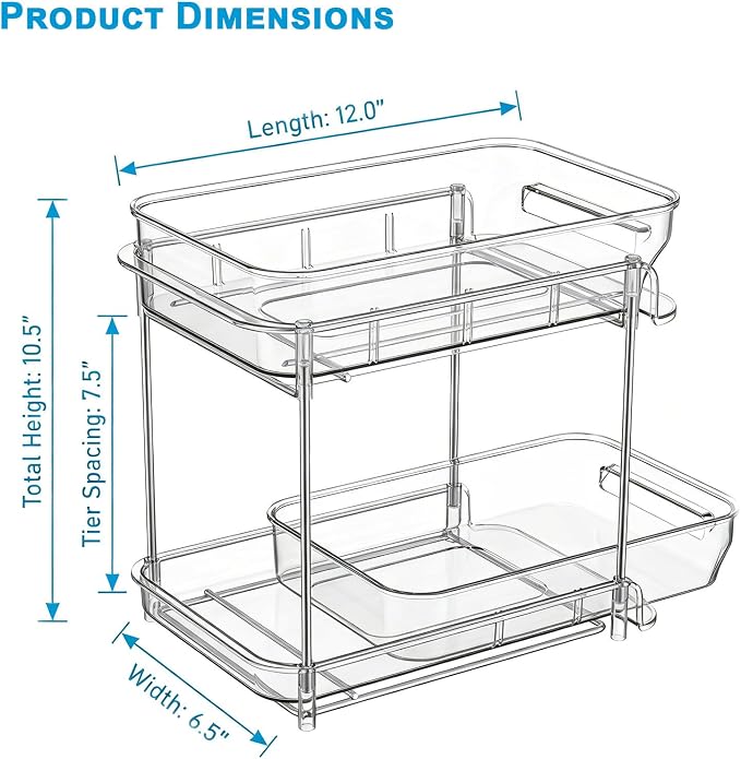 2-Tier bathroom cabinet organizer, bathroom organizers and storage with Adjustable Removable Dividers,Under Sink Organizing,Under Sink and Pull-Out Cabinet Organizer for Kitchen and Pantry Storage - Image 6