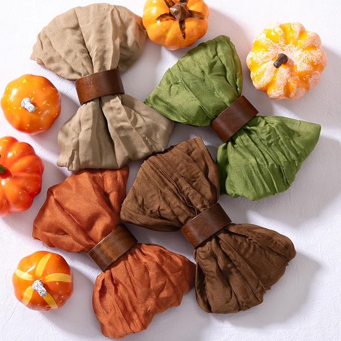 DeZerlor Thanksgiving Fall Cheese Cloth Napkins Set of 20 for Wedding Party | Reusable Cloth Napkins Bulk, for Thanksgiving Day Bridal Baby Shower Birthday Decor, 21x21 Inches - Image 4