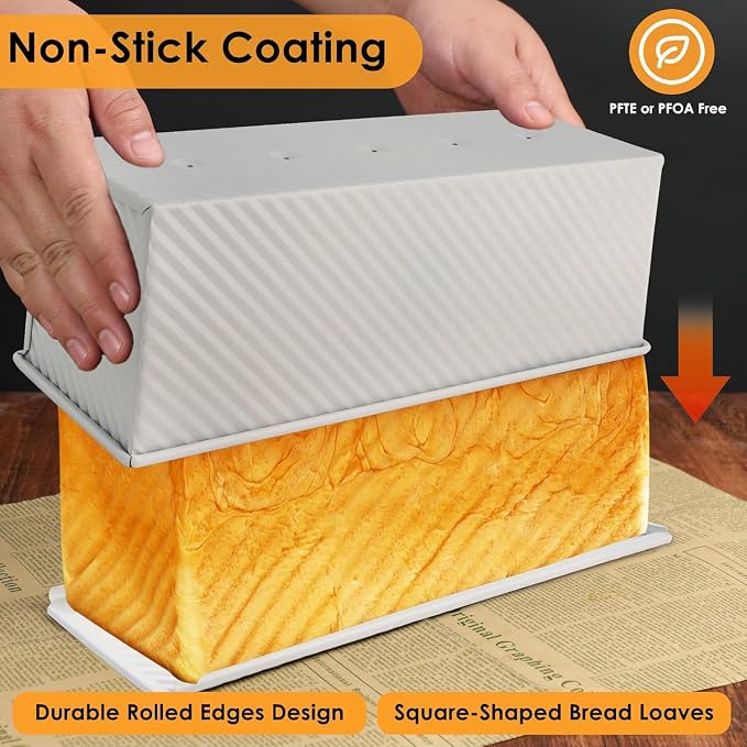 2-Pack 13x5 Pullman Loaf Pan & Lid, Aluminized Steel, Nonstick - Image 8