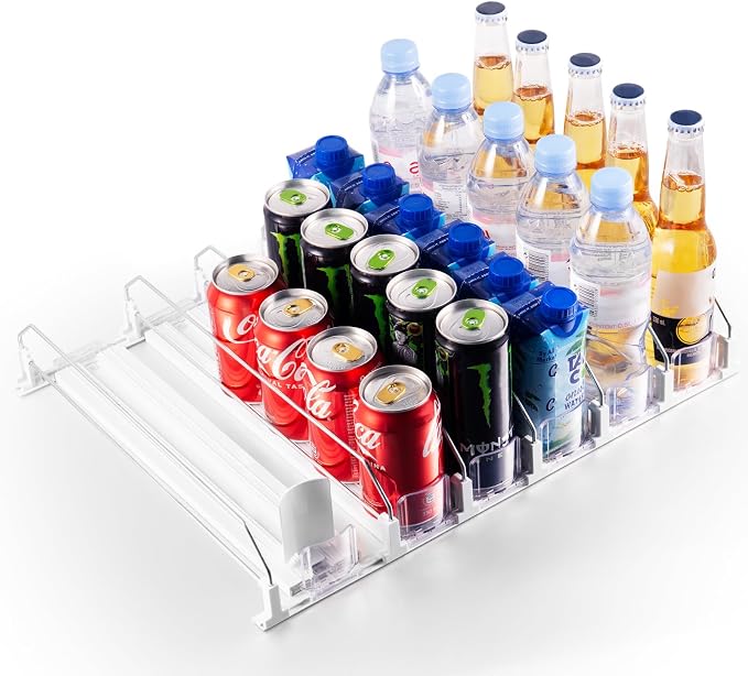 Coanto Drink Organizer for Fridge, Soda Can Organizer for Refrigerator with Automatic Pusher Glide, Adjustable Width Drink Dispenser for Fridge, Holds up to 30 Cans or Bottles, 6 Row - Image 7