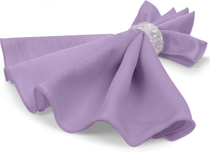17 x 17-Inch Shantung Satin Cloth Napkins, Lilac Set of 24 | Bulk Case of 2 Dozen, Square, 100% Polyester Fabric, Reversible, Faux Dupioni Silk Reverse Side, Machine Washable, Purple - Image 7