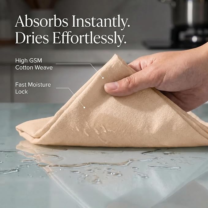 Urban Villa Kitchen Towels Cotton Dish Towels 20”x30” (Set of 6) Beige - Image 2