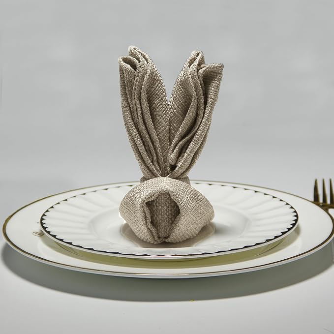 BALCONY & FALCON Rectangle Table Cloth Waterproof Beige 17.7"x17.7" 12pcs | Cloth Napkins Set of 12 Washable Linen Napkins Absorbent Wrinkle-Free Fabric Napkin Bulk for Dinner Wedding Party Christmas - Image 7