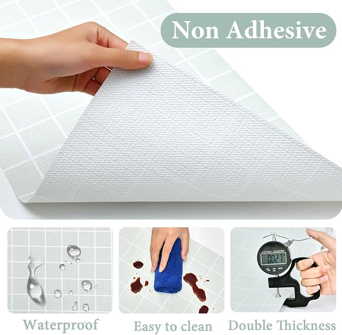 Drawer and Shelf Liner for Kitchen Cabinet: 12 in X 20 Ft Non Slip | Waterproof Shelf Paper Non Adhesive Refrigerator Liners Light Gray Grid Easy Liners for Bathroom - Image 5