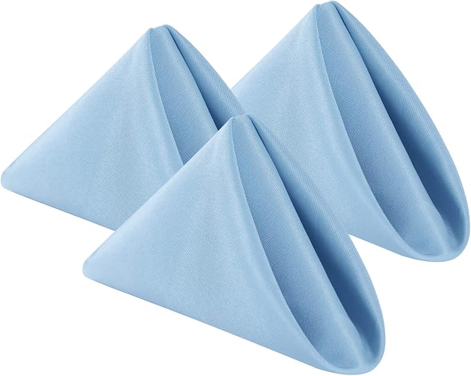 Cloth Napkins 20x20 inch Washable Polyester Dinner Napkins Soft Table Napkins for Wedding Party Dining Banquet(Blue Mist,25PCS) by Cupuamon