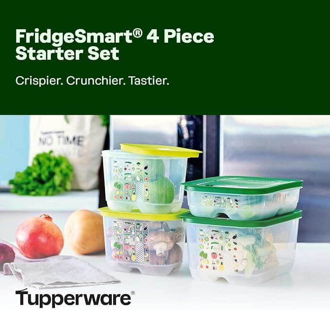 Tupperware Fridgesmart 4 Piece Food Storage Container Set, Dishwasher Safe and BPA Free (4 Containers, 4 Lids) - Image 2