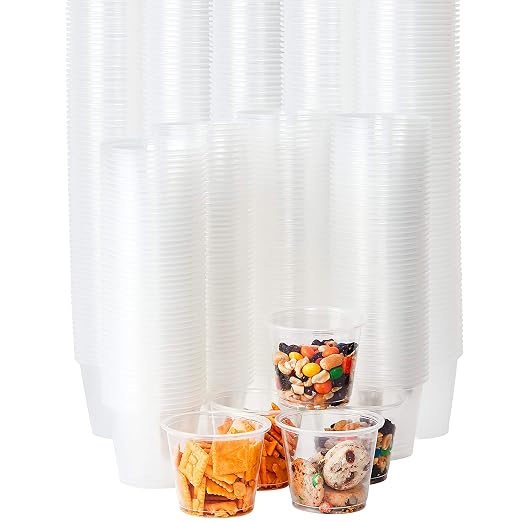Leakproof, BPA Free 5.5 oz Souffle Cups 500 PK. Stackable Portion Containers for Sampling, Salad Dressing, Sauces, Jello Shots. Plastic Food Prep Supplies for Restaurant, Cafe, Catering, Deli, Party by FoodRestaurantSupplies