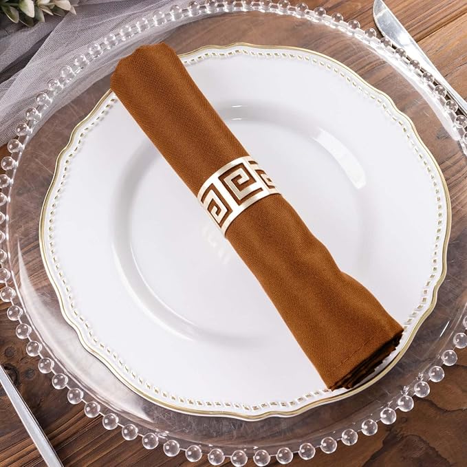 Efavormart Premium Cloth Napkins Set of 5, 20x20 Inch Brown Seamless Dinner Napkins, Washable Linen Table Napkin Cloth with Hemmed Edges for Weddings, Party and Banquet - Image 6