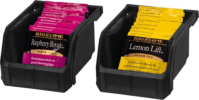 Extra-Small Stackable Plastic Storage Bins, 12-Pack, Black | Open-Front Stackable Bins For Garage, Pantry, Closet & Office, 5"L X 4"W X 3"H, Nests When Empty, Durable Plastic, - Image 5