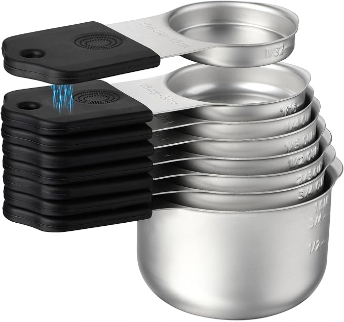 Magnetic Measuring Cups SetStainless Steel Stackable Nesting Measuring Cup | for Measuring Dry and Liquid Ingredients Set of 8 by YAMOLIN