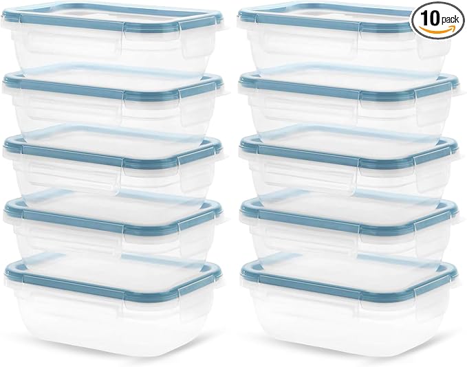 Snapware Total Solutions (3 Cup) Plastic Food Storage Containers Set, Airtight & Leakproof Locking BPA-Free Lids Tupperware, Freezer Dishwasher Microwave Safe (Pack of 10) by Snapware