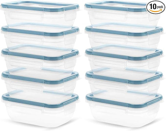 Snapware Total Solutions (3 Cup) Plastic Food Storage Containers Set, Airtight & Leakproof Locking BPA-Free Lids Tupperware, Freezer Dishwasher Microwave Safe (Pack of 10) by Snapware