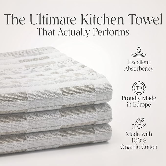 Sea Pines Kitchen Towels, Pack of 4 - White-Beige | Super Soft and Comfy, Organic Cotton Material, Kitchen Cloth Napkins, for Drying, Wiping, or Cleaning, at Home & Kitchen - Image 2
