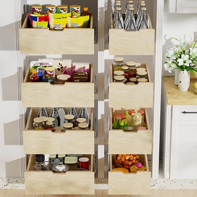 Pull Out Cabinet Organizer, Slide Out Wood Drawer, Pull Out Drawers for Cabinets, 8" High Pull Out Shelf for Kitchen Cabinet Pantry, 10½" W×21" D | Cabinet Pull Out Organizer, Pull Out Drawers for Cabinets, 8" High Pull Out Shelf for Kitchen Cabinet Pa... - Image 4