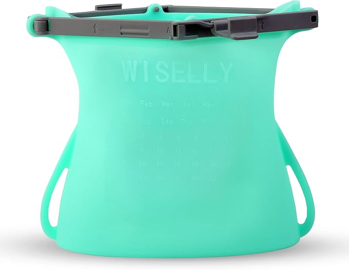 Gallon Reusable Silicone Stand-Up Collapsible Food Storage Bag Reduce Single-Use Plastic (101 Oz) Microwave Freezer Safe Dishwasher Safe Bag by WISELLYReusableProducts
