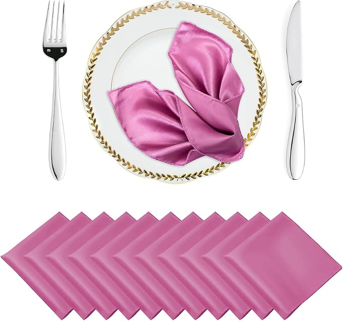 MDS® Pack of 150 Satin Napkins 12 x 12 Inch, Soft Silky Reusable Cloth Dinner Table Napkins for Wedding Décor, Reception, Birthday, Parties, Banquets, Catering, Restaurants & Hotel - Dusty Pink by MDS
