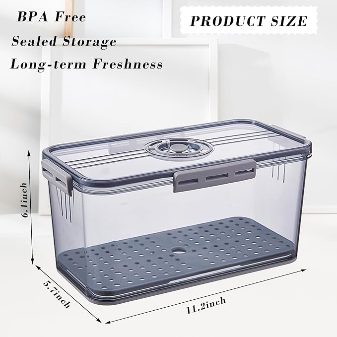 Honbuty Bread Box Bread Boxes for Kitchen Counter Airtight,Time Recording Bread Storage Container with Lid, Bread Keeper for Homemade Bread, Toast, Bagel, Donut and Cookies, Grey,Gifts for Mom Dad - Image 3