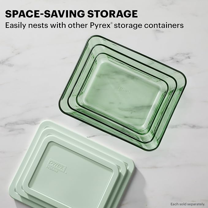 Pyrex Colors Tinted (4-PC) Large Rectangular Food Storage Container Set, Snug Fit Non-Toxic Plastic BPA-Free Lids, Freezer Dishwasher Microwave Safe, 6 Cup & 11 Cup - Image 3