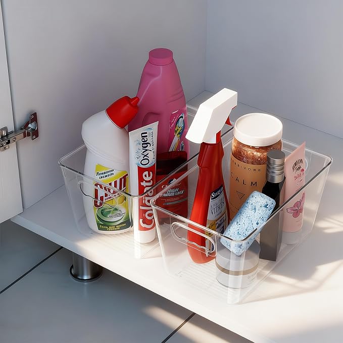 Clear Fridge Organizer Bins with Handles, 4 Pack Medium 10×6×5 Inch | Clear storage bins with handles, food organizer basket for kitchen, fridge, freezer and bedrooms - Image 6