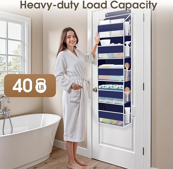 1Pack Over The Door Organizer Large Capacity Hanging Storage Room Organizer | 40 lb Capacity, Ultra-Sturdy, Foldable, Mesh Design with Clear Window, Space-Saving Organizer for Pantry, Nursery & Closet - Image 5
