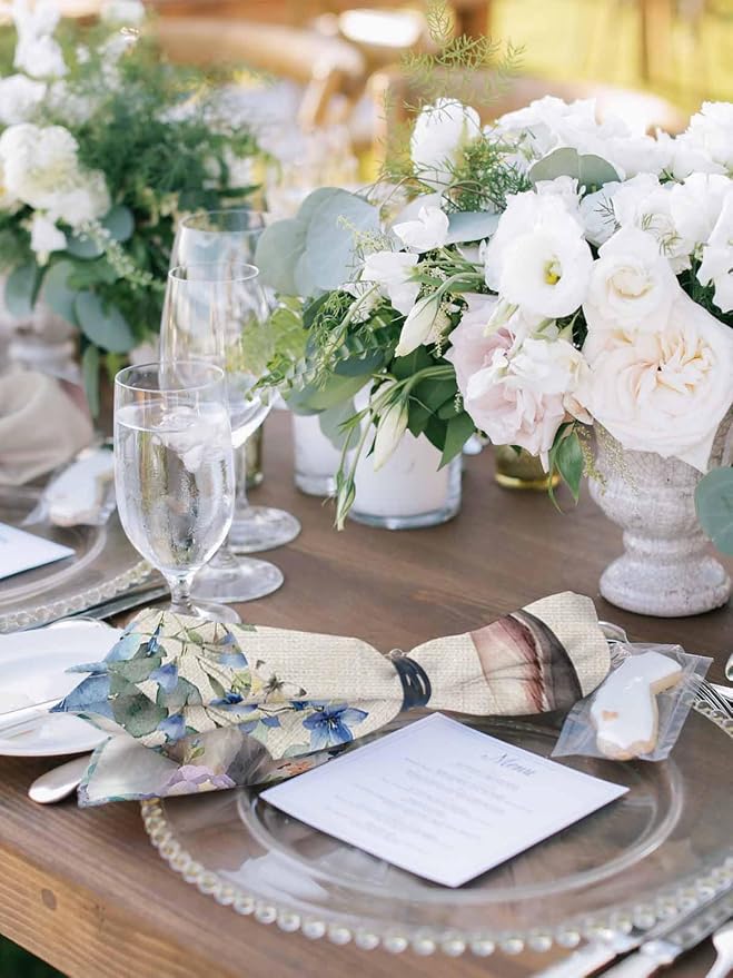Dinner Cloth Napkins Set of 8, Spring Easter Washable Cocktail Cloth Napkins 20 x 20 Inch, Rustic Bunny Eggs Eucalyptus Leaves Botanical Reusable Table Napkins for Wedding Holiday Party - Image 4