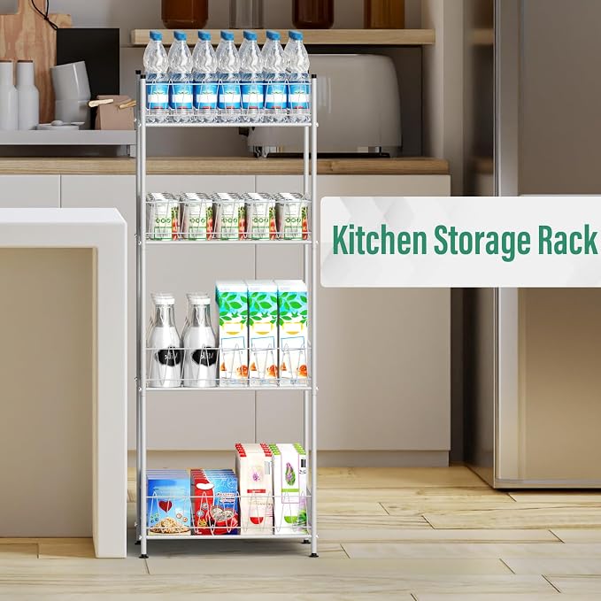 smusei 4 Tier Water Bottle Storage Rack Metal Water Bottle Organizer for Floor, Free Standing Bottled Water Holder Stand Beverage Pantry Drink Shelf Dispenser for Kitchen Pantry - Image 5
