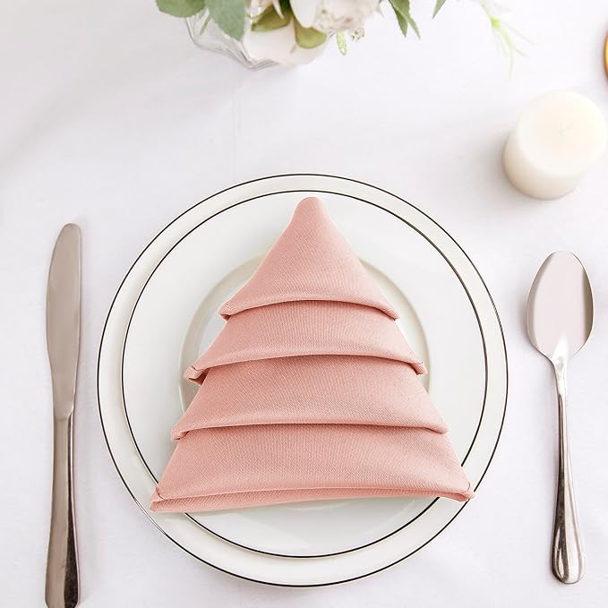 Bailarina Cloth Napkins Set of 120,17x17 inches Dinner Napkins Cloth Washable,Polyester Square Table Cloth Napkin Bulk with Hemmed Edges Ideal for Banquets, Parties and Weddings-Dusty Pink - Image 3