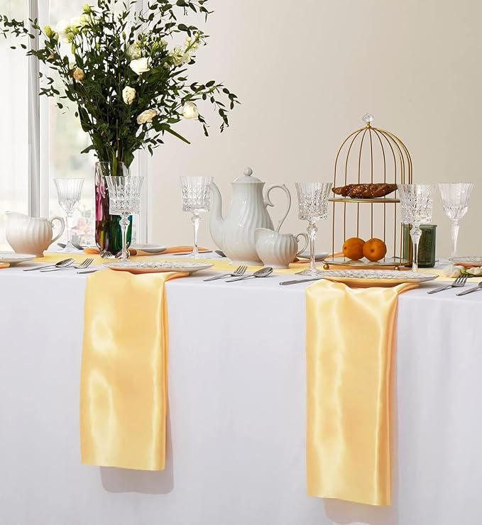 MDS® Pack of 150 Satin Napkins 12 x 12 Inch, Soft Silky Reusable Cloth Dinner Table Napkins for Wedding Décor, Reception, Birthday, Parties, Banquets, Catering, Restaurants & Hotel - Beige - Image 5
