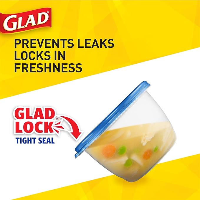 Glad GladWare Entree Food Storage Containers with Lids, Medium Square No BPA Plastic for Meal Prep and Lunches, Lock Tight Seal, Microwave and Dishwasher Safe, 25 Oz, 5 Count - 6 Pack - Image 5