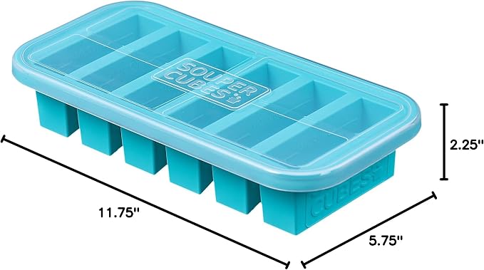Souper Cubes 1/2 Cup Silicone Freezer Mold with Lid, Aqua, 1-Pack | 100% Platinum-Cured Silicone Freezer Cube, Oven & Microwave Safe, Perfect for Freezing Broth, Sauces, Sides and More - Image 4