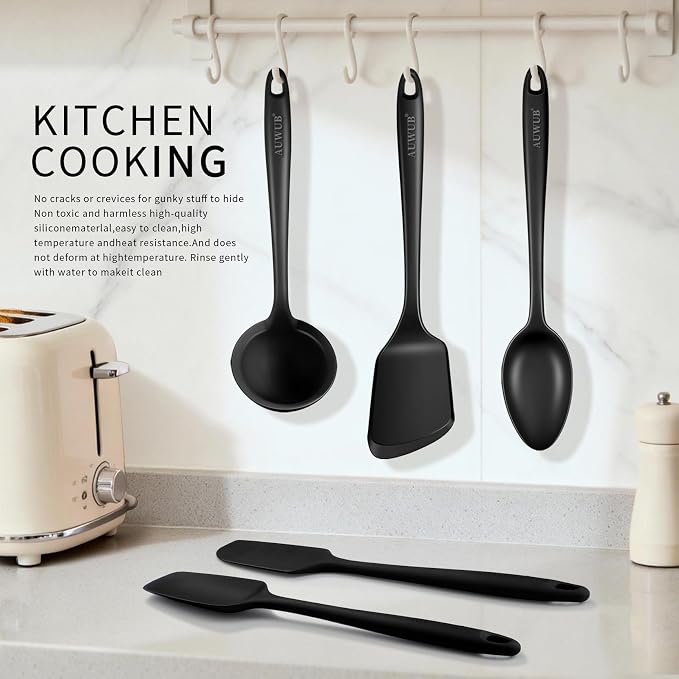 5PCS Silicone Kitchen Utensils Set, Heat Resistant Spatula Set | Cooking Tools Made of Food Grade BPA Free Silicone, Heat Resistant Design Protects Nonstick Cookware for Everyday Meals - Image 3
