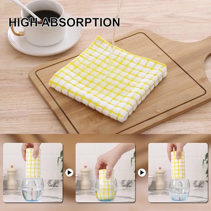 Kitinjoy Cotton 6 Pack Terry Kitchen Towels, Yellow | 16 x 25 Inches Super Soft and Absorbent Dish Towels, Quick Drying hand towels for kitchen Drying - Image 3