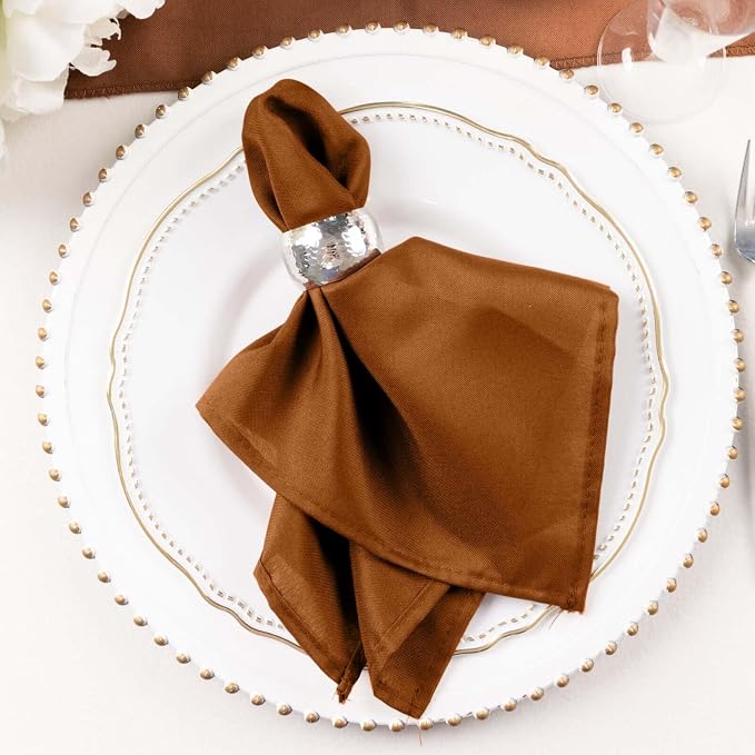 Efavormart Premium Cloth Napkins Set of 5, 17x17 Inch Brown Seamless Dinner Napkins, Washable Linen Table Napkin Cloth with Hemmed Edges for Weddings, Party and Banquet - Image 6