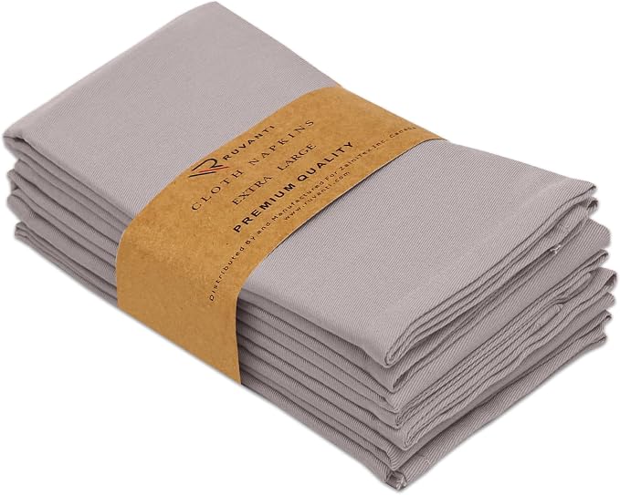 Ruvanti Cloth Napkins Set of 4, 18x18 Inches Napkins Cloth Washable, Soft, Durable, Absorbent, Cotton Blend. Table Dinner Napkins Cloth for Hotel, Lunch, Restaurant, Wedding Parties - Coffee Grey - Image 9