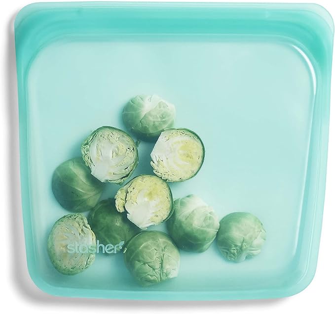 Stasher Reusable Silicone Storage Bags, Food Storage Containers, Microwave and Dishwasher Safe, Leak-free, Stand Up - Mid (Aqua) and Sandwich (Aqua) - Image 5