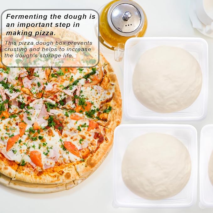 BSTKEY 8 Packs Clear Small Pizza Dough Proofing Box, Stackable Square Dough Proofing Container Reusable Bread Dough Proofing Storage Organizer with Lid Candy Cookie Storage Box - Image 2