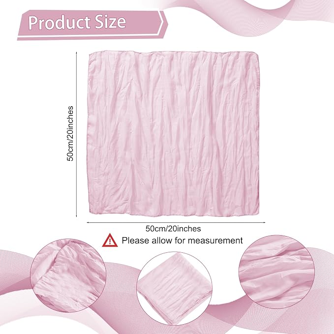 LZY 30 Pack Gauze Cheesecloth Napkins 20x20 Inch Dinner Cloth Napkins, Soft Boho Table Napkins Rustic Wrinkled Cheese Cloth Napkins Bulk for Wedding Party Baby Shower Event Decor (Pink) - Image 2