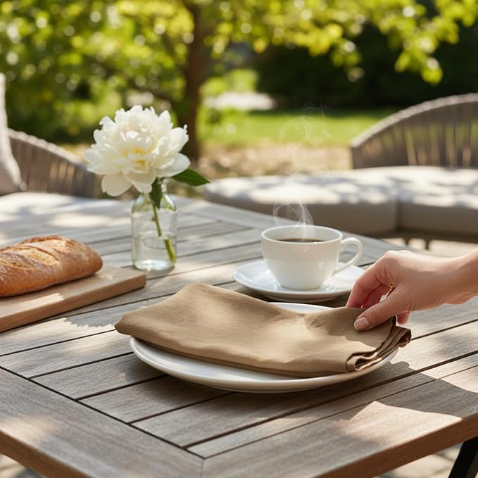 Linen Napkins –100% French Flax – Stonewashed Pure Linen Cloth Napkins - Size 18 Inch x 18 Inch – Set of 4 (Caramel) - Image 5