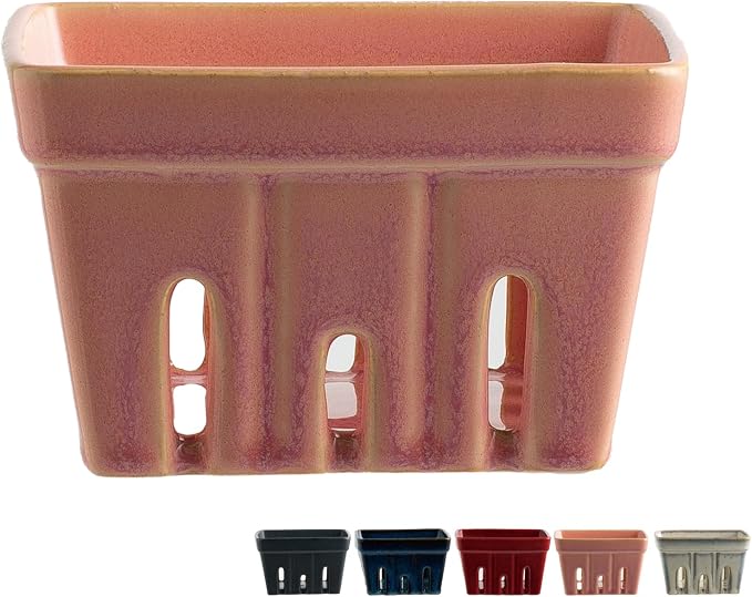 Ceramic Berry Basket, 4.2" Colander Set of 2 with Holes | Drainage holes help excess water flow away after washing berries, grapes, cherries, tomatoes, and fresh fruit - Image 9