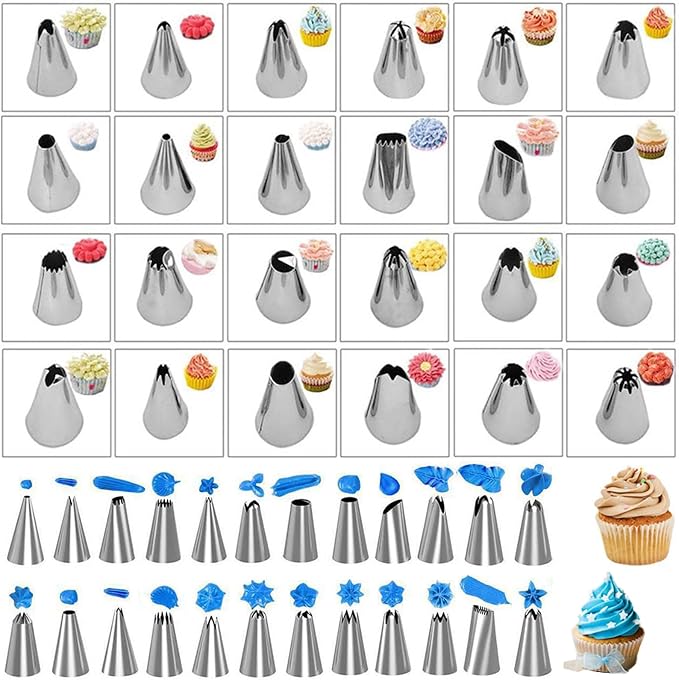 BDSHUNBF 36pcs Reusable Piping Bags and Icing Tips Set, Round Opening, Cake Decorating Kit for Pastries, Cupcakes, Cakes - Image 4