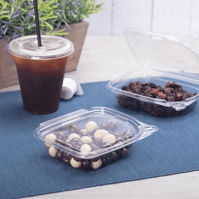 Karat 8oz PET Tamper Resistant Hinged Deli Container [200 ct] - Plastic Clamshell Food Containers, Easy Open Pull-Tab for Restaurants & Takeout - Image 3