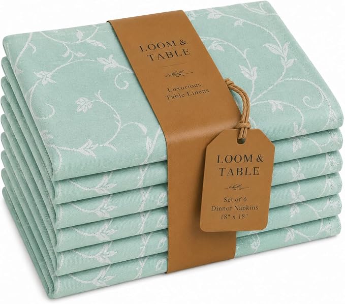 Mulberry Green Napkins by Loom & Table - Elegant, Wrinkle-Resistant, Machine Washable - Luxury Napkin for Dining Room, Weddings, Dinner Parties, Holidays, Birthdays, or Everyday Use by LoomandTable