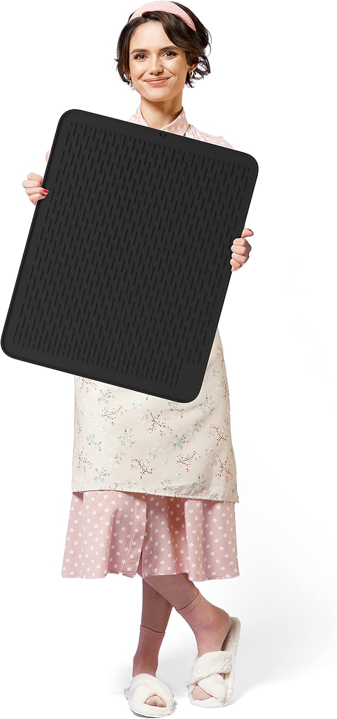 Extra Large (30 inch by 24 inch) heavy duty silicone dish drying mat for kitchen counters by MonsterMat (Black, XL - 30"x24") - Image 7