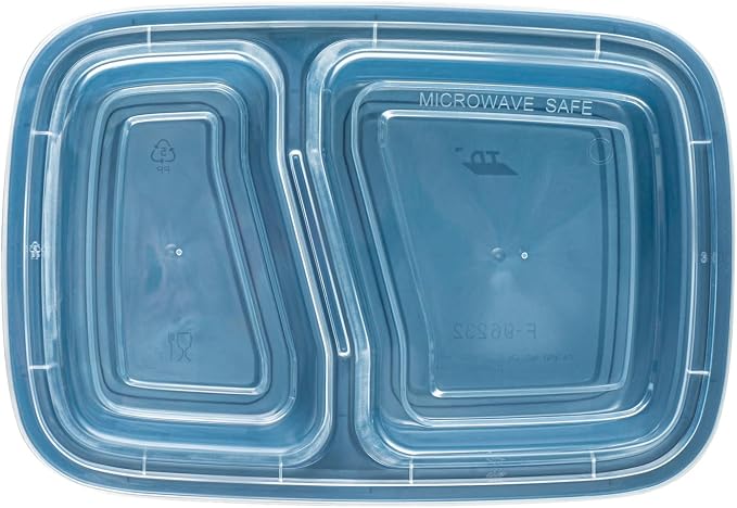 Restaurantware-Asporto 26 Ounce Compartment Take Out Boxes, 100 Microwavable Meal Prep Containers - 2 Compartments, With Clear Plastic Lids, Midnight Blue Plastic Food Containers, Do Not Contain BPA - Image 16