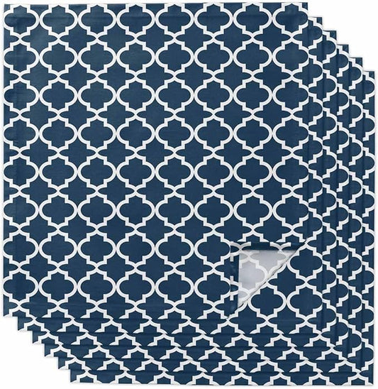 Cloth Napkins Set of 6-20x20 Inches, Lake Blue Moroccon Washable Reusable Table Napkins, Minimalist Ethnic Bohemian Aesthetic Soft & Absortbent Dining Napkin for Party Wedding Hotel Restaurant by Unknown