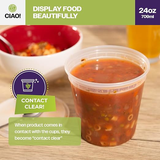 CIAO! 24OZ PP Injection Molded Soup-Deli Container with LLDPE Lid, Microwavable and BPA Free (240/240 combo pack) - Image 6