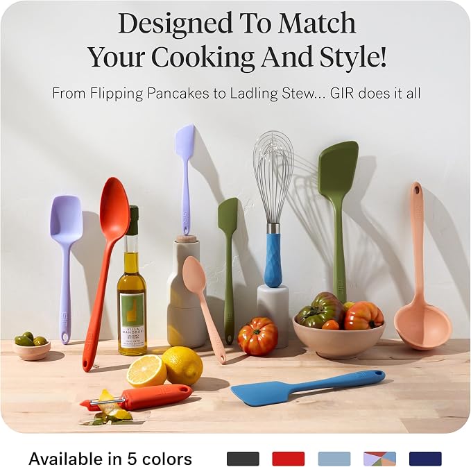 GIR: Get It Right 10-Piece Spatula Set & Silicone Utensils for Kitchen - Slate - Heat Resistant to 425°F - Dishwasher Friendly - Includes Ladle, Whisk, Potato Peeler & Kitchen Spoons - Image 7