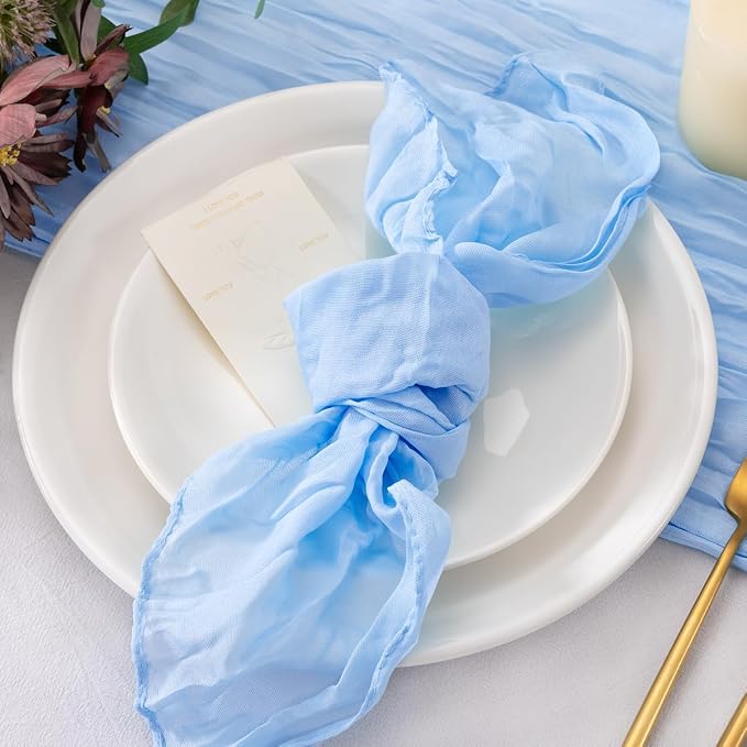 Light Blue Cheesecloth Napkins Blue Cloth Napkins Bulk,Set of 50 | 21''x21'',Washable Boho Table Gauze Fabric Napkins,for Wedding Baby Bridal Shower Dinner Party Decor - Image 3