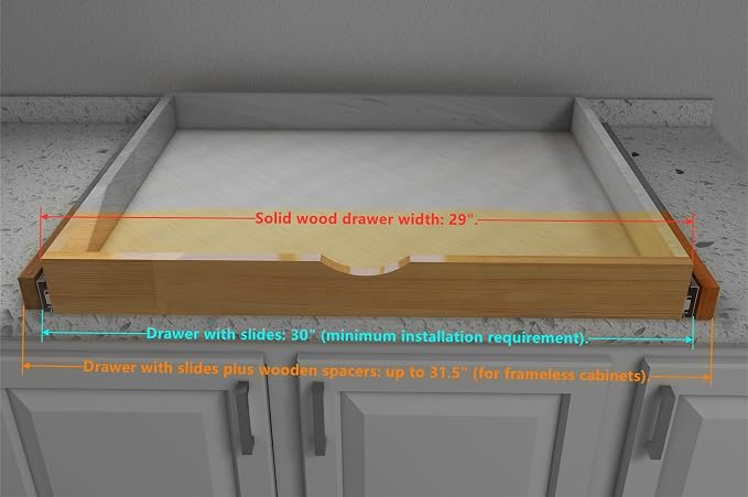 Elysian Under Desk Drawers 30" W × 21" D Add-on Drawers for Under Desk or Cabinet, Multipurpose Drawer Storage for Office Supplies, Smooth Pull Out Cabinet Organizer - Image 2