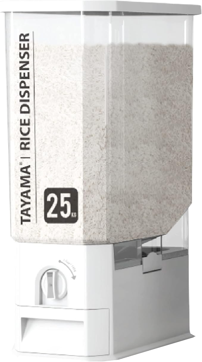 TAYAMA 55 lbs. Capacity Rice Dispenser Grain Storage Container,White - Image 2